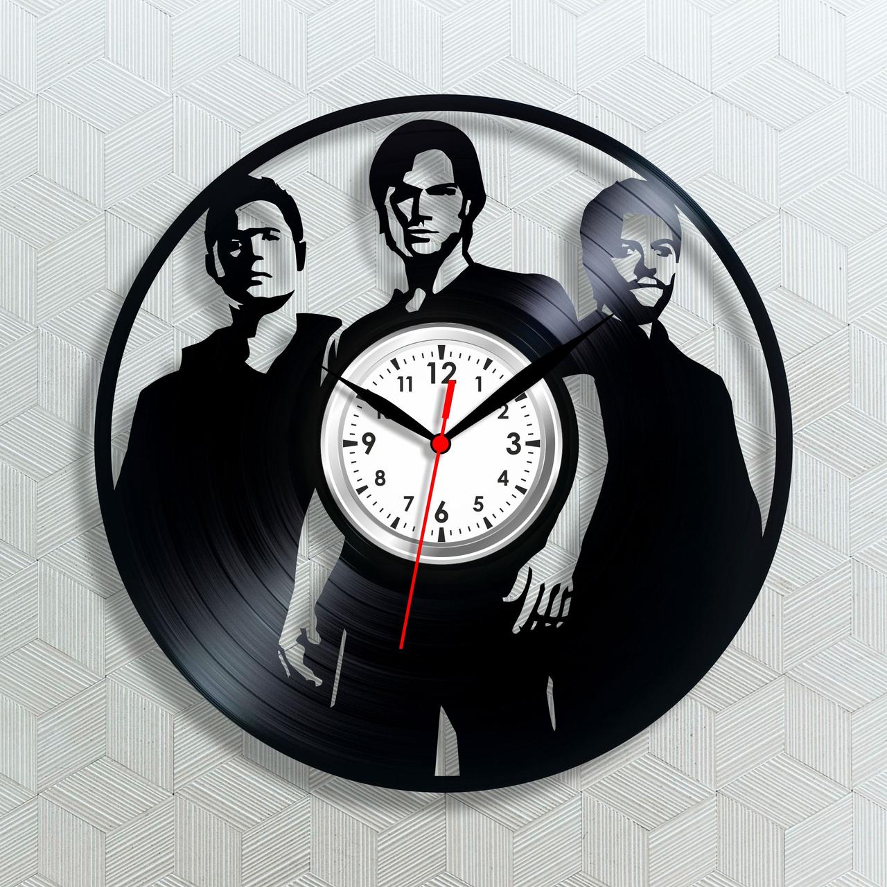 Supernatural годинник надприродний Годинник настінний Годинник у хол Годинник вініловий Годинник 30 см чорний Круглий годинник, фото 1