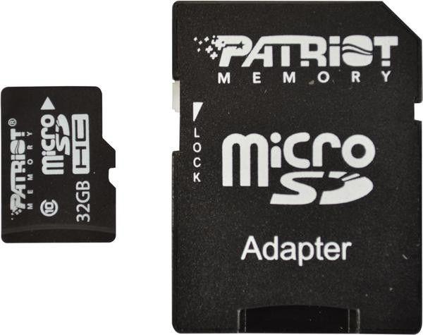 Картка пам'яті MicroSDHC 32GB Patriot class 10 + adapter SD (PSF32GMCSDHC10), фото 1