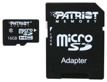 Картка пам'яті MicroSDHC 16 GB Patriot LX UHS-I Class 10 + adapter SD (PSF16GMCSDHC10), фото 1