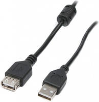 Кабель-подовжувач Maxxter USB 2.0 AM/AF 1.8 м Ferrit black (UF-AMAF-6)
