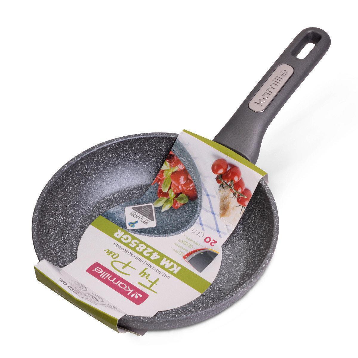 Сковорідка kamille індукційна 20 см алюміній з гранітним покриттям KM 4285GR