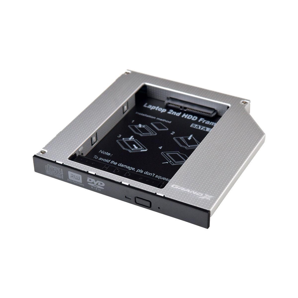 Адаптер Grand-X для під'єднання SSD/HDD 2.5" у відсік приводу ноутбука SATA3 12.7mm (HDC-27)