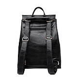 Рюкзак міський жіночий шкіряний з клапаном (чорний), фото 5
