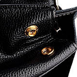 Рюкзак міський жіночий шкіряний з клапаном (чорний), фото 9