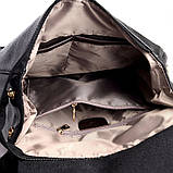 Рюкзак міський жіночий шкіряний з клапаном (чорний), фото 10