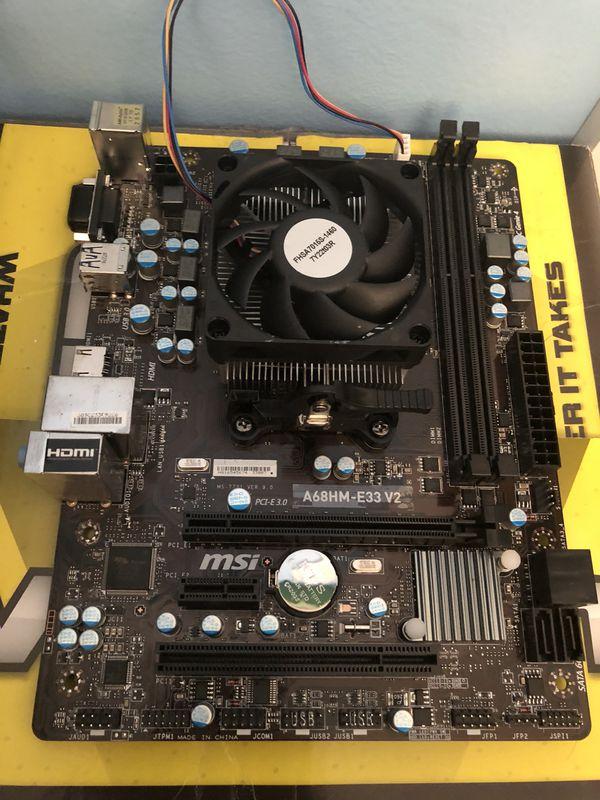 ІГРОВИЙ Комплект на 4 ЯДРА AMD - Плата sFM2+ MSI A68HM-E33 на DDR3 +ПРОЦЕСОР AMD A8-6600K 4 ЯДРА по 3.9-4,2 GHZ