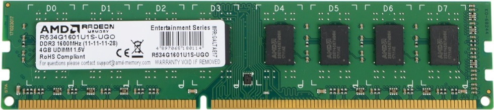 Модуль памяти DDR3 4GB 1600MHz AMD Radeon (R534G1601U1S-UGO), фото 1