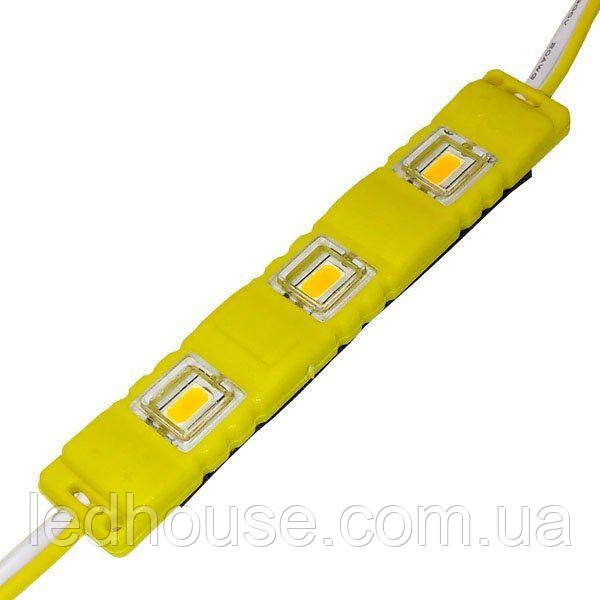 Світлодіодний модуль 5630-3 led Y 1,5W, 12 В, IP65 жовтий закритий з лінзою