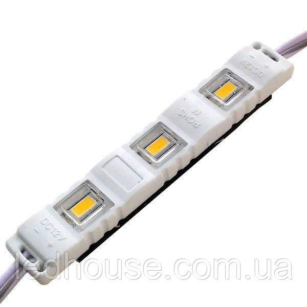 Світлодіодний модуль 5630-3 led W 1,5 W 6500 K, 12 В, IP65 білий закритий з лінзою