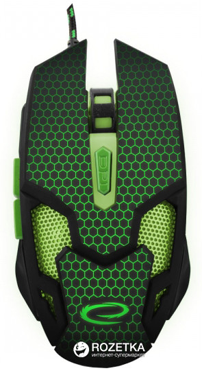 Миша Esperanza MX207 (EGM207G) Black/Green, Optical, USB, 2400 dpi, підсвітка, фото 1