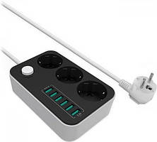 Фільтр-подовжувач мережевий ColorWay 1.8 м 3 розетки 6 USB black (CW-CHE36B)