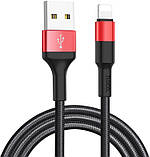 Кабель HOCO X26 Xpress Lightning 1m black red, фото 3