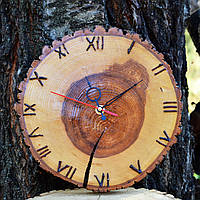 Интерьерные настенные кварцевые часы из среза дерева, авторская ручная работа в стиле loft