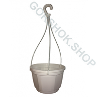 Горщик підвісний 4.5 л / Ø 23 см з підвісом на гачку * пластиковий білий * Kloda