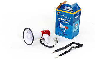 Гучномовець HW-2007 (пластик, d-20,5 см, l-33см, 20W з мікрофоном, біло-червоний)
