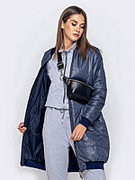 Модна жіноча тепла осіння куртка бомбер сірий синій a.play M 46
