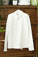 Кремовый реглан - блуза со съёмной брошкой 140 рост Турция