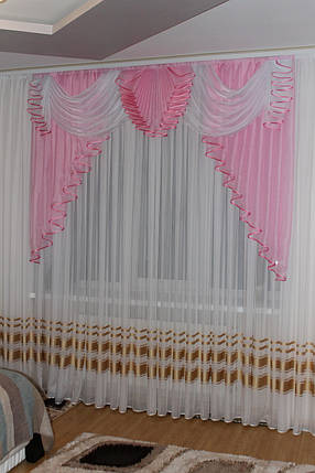 Ламбрекен шифоновий Фіалка 2м Рожевий, фото 1