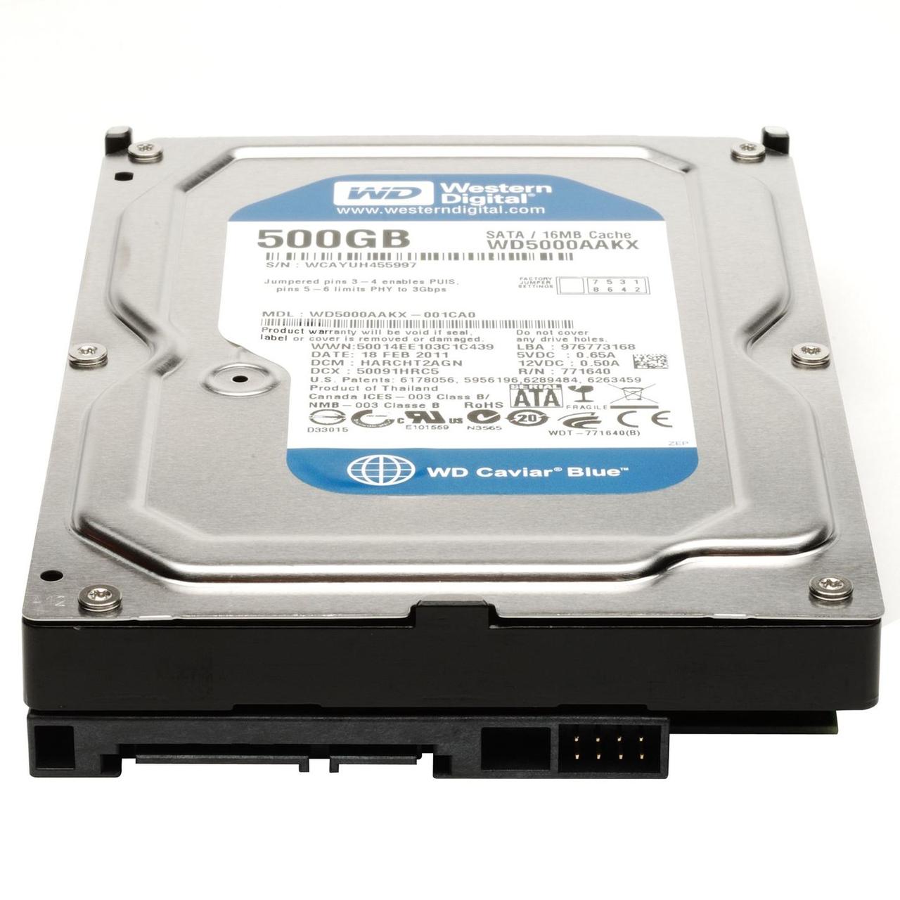 Жесткий диск Western Digital Blue 500GB 7200rpm 16MB SATAIII (WD5000AAKX) 3.5 Refurbished - фото 2 - id-p1037220033