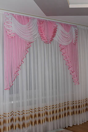 Ламбрекен шифоновий Фіалка 2м Рожевий, фото 2