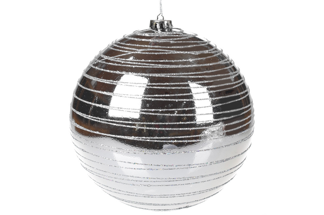 Ялинкова куля 20 см, колір — срібло, пластик, у пакованні — 4 шт. (898-152)