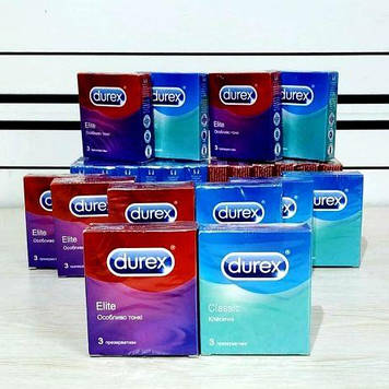 Презервативи Durex блок мікс classic +elite, 36 шт./12 пачок. Терміни до 2027 р.