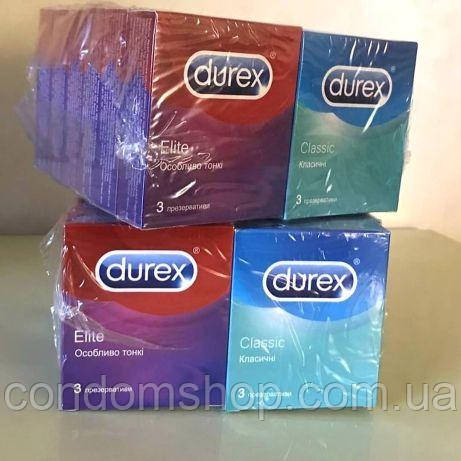 Презервативи Durex блок мікс classic +elite, 36 шт/12 пачок.Термін до 2027року..