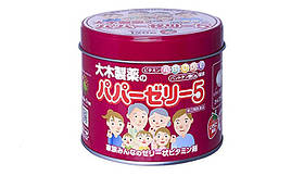 Дитячі вітаміни Papa Jelly 5 зі смаком полуниці для Дітей від 1 року OHKI 120 штук на 4 місяці приймання