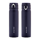 Термос-пляшка Kamille KM-2005B Блакитний 500мл Термос для прогулянок Термос із кришкою-поїлкою Стильний термос, фото 5