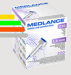 Ланцети MEDLANCE з кнопкою, голка 23G, глибина проникнення 1,8 мм