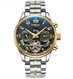 Чоловічий механічний годинник з автопідзаводом Carnival Sappfire Silver (сапфірове скло, 25 каменів)