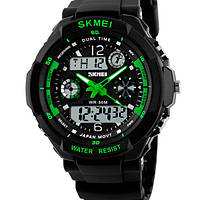 Мужские водостойкие кварцевые тактические часы Skmei S-Shock Green 0931