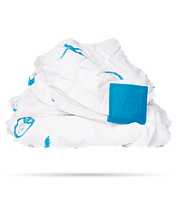 Подарунковий набір BLUE (100% органічна пелюшка Muslin 70х70см, прорізувач 14см, м'яка іграшка 30см), фото 2