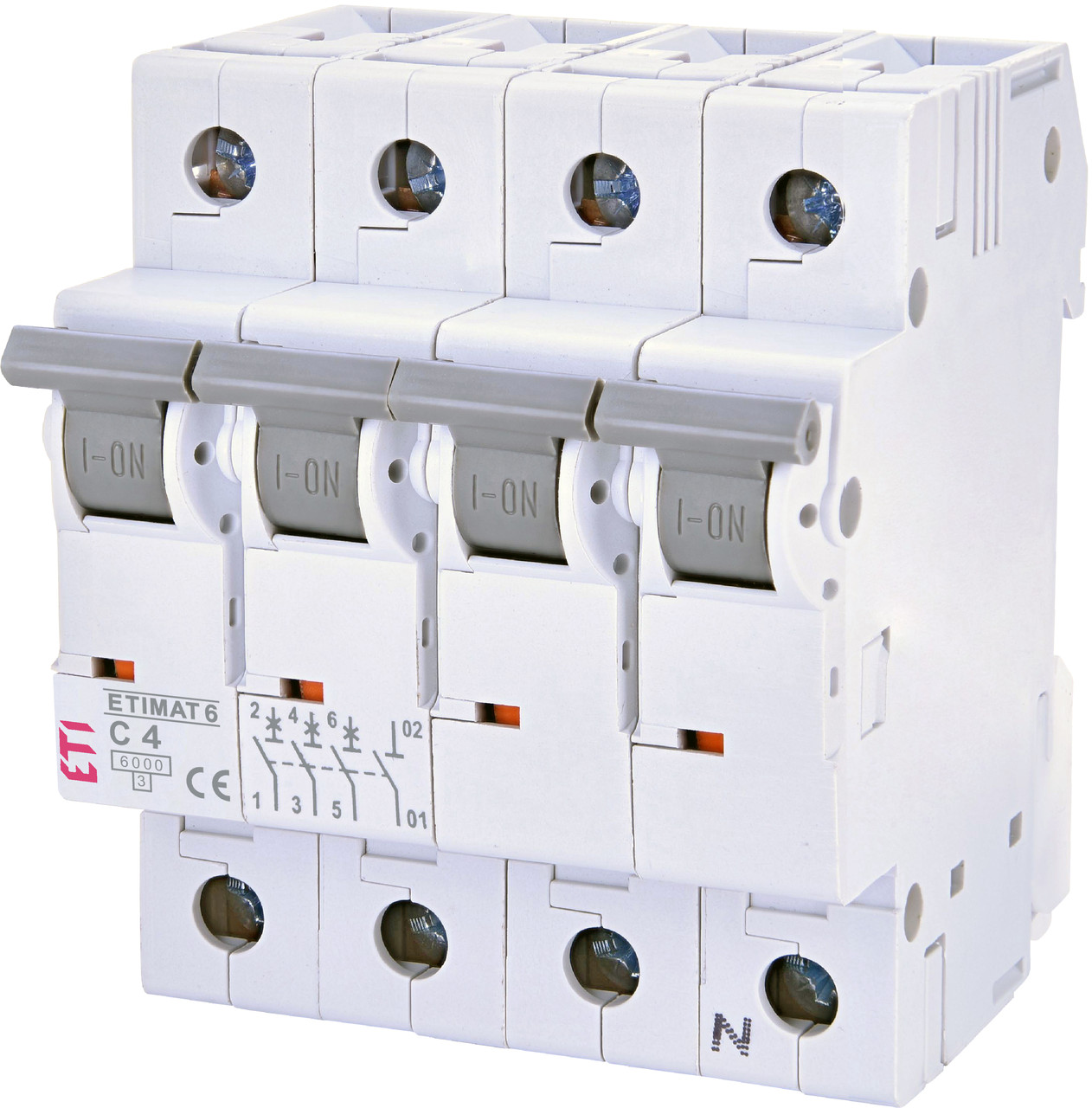 Автоматичний вимикач ETI ETIMAT 6 3Р+N 4A C 6kA 2146510 модульний