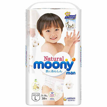 Підгузки – трусики Moony Natural L 9-14 кг, 36 шт. (Внутрішній ринок Японії)