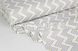 Тканина для постільної білизни ранфорс зиґзаґ сірий із золотом Туреччина 240 см No WH-2954-5