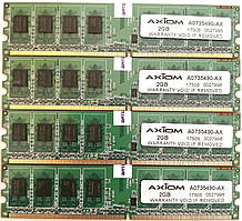 Комплект оперативної пам'яті Axiom DDR2 8Gb (4*2Gb) 667MHz PC2 2R8 5300U CL5 (A0735490-AX) Б/В