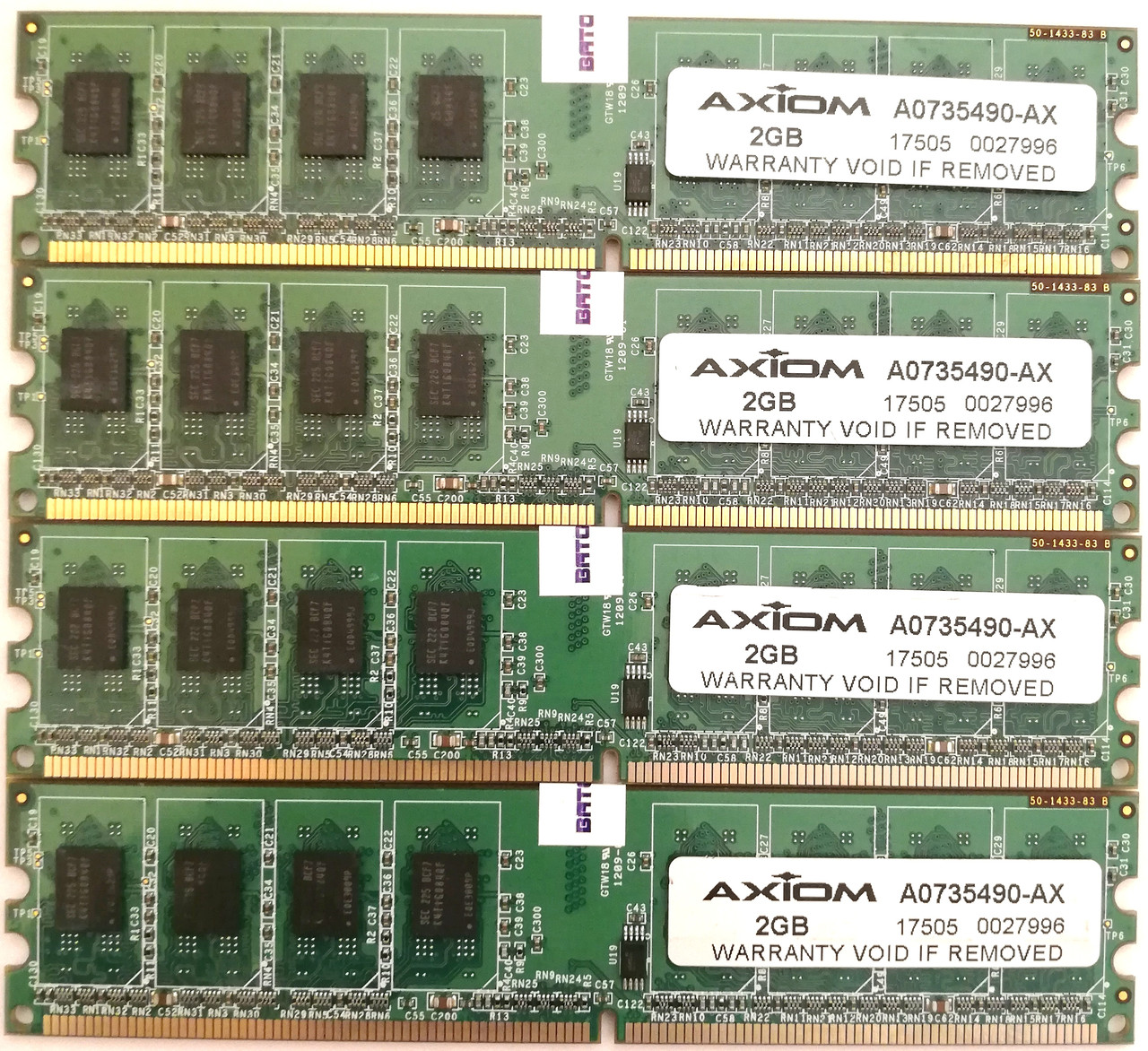 Комплект оперативної пам'яті Axiom DDR2 8Gb (4*2Gb) 667MHz PC2 2R8 5300U CL5 (A0735490-AX) Б/У, фото 1
