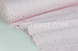 Тканина ранфорс Туреччина 240 см "Звітрозад" (глітер) срібло на світло-рожевому No WH-2998-1