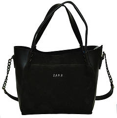 Жіноча сумка чорна з натуральної замші Zara (23*26*11 см)