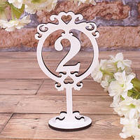 🔥 Хіт! Весільний Дерев'яний Номерок на Стіл, Цифра 2, розмір 17х9 см