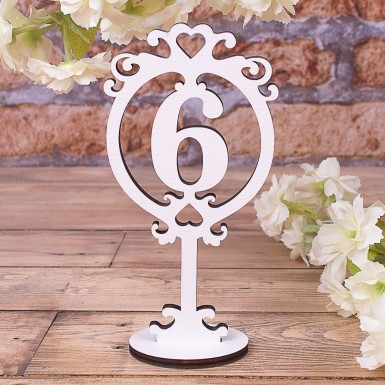 🔥 Хит! Свадебный Номерок на Стол из дерева, Цифра 6, размер 17х9 см