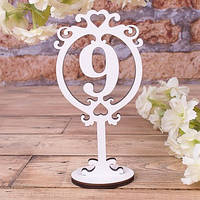 🔥 Хит! Свадебный Номерок на Стол из дерева, Цифра 9, размер 17х9 см