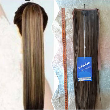 Хвіст прямий на стрічці термоволос русявий з милировкой SILK-8Н124