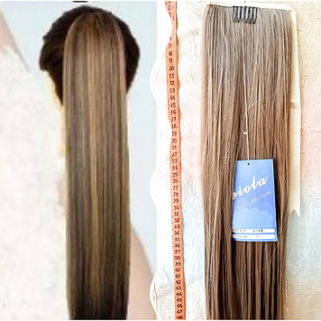 Хвіст прямий на стрічці термоволос мідно-русявий SILK-15