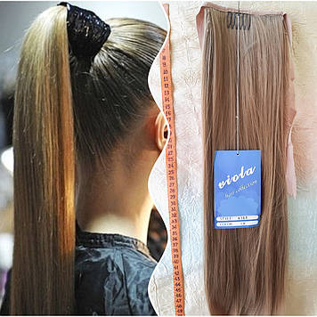 Хвост прямой на ленте термоволос песочный SILK-19