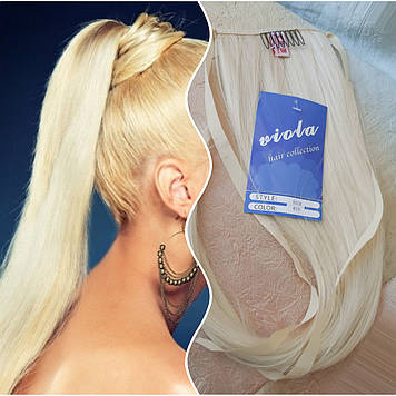 Хвост прямой на ленте термоволос блонд SILK-613