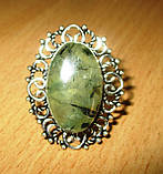 Срібний персень із пренитом, розмір 18.5, фото 7