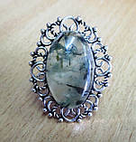 Срібний персень із пренитом, розмір 18.5, фото 6