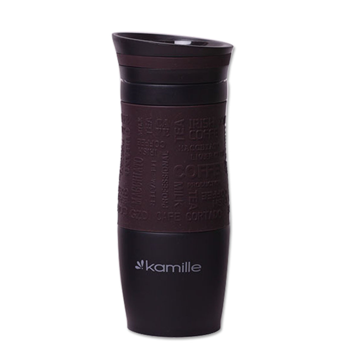 Термокружка Kamille 380мл з нержавіючої сталі з TPR-вставкою, фото 1